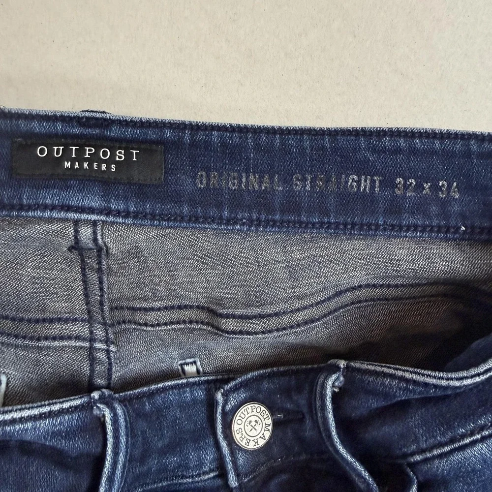 Outpost‎ Makers Jeans Mens 32x34 Blue Dark Wash Regular Straight Stretch Denim